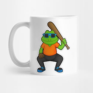 Frog at Baseball with Baseball bat & Sunglasses Mug